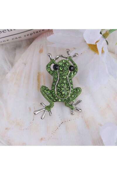 Choice AS SHOWN B Green Frog Brooch for Women, Cute Animal Enamel Pin with Sp...