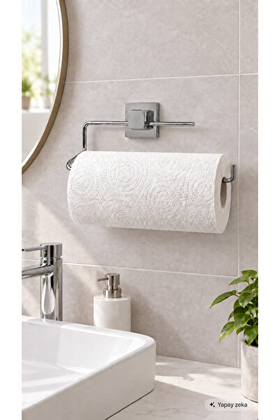 Hagen Metal Paper Towel Holder Rustproof Chrome Plated Adhesive Bathroom Towe...