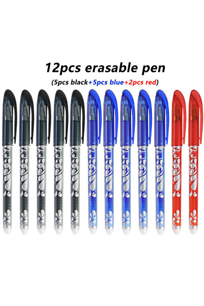 Choice3 5 Black 5 Blue 2 Red 12pcs/set Black/Blue/Red Erasable Gel Pens 3 Col...