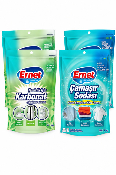 Ernet Temizlik Için Karbonat 2x 1.5 kg & Çamaşır Sodası 2 x 2 adet