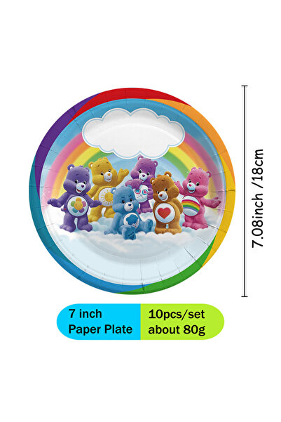 Miniso paper plate 10pcs Care Bear Party Supplies Disposable Plate Napkin Tab...