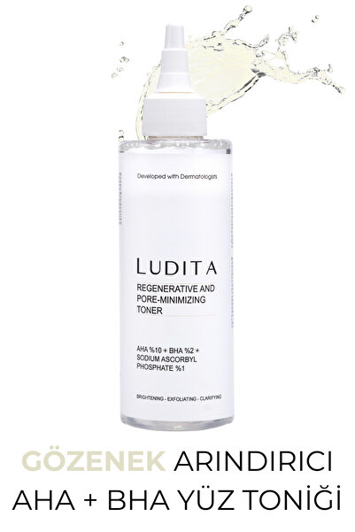 LUDITA Peeling Tonik – %10 AHA + %2 BHA + %1 Vitamin C, Yenileyici & Gözenek ...