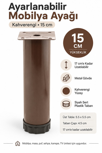 NUBLADO Metal 15 cm Maro Mobilier Reglabil Canapea Fotoliu Baza Suport Picior...