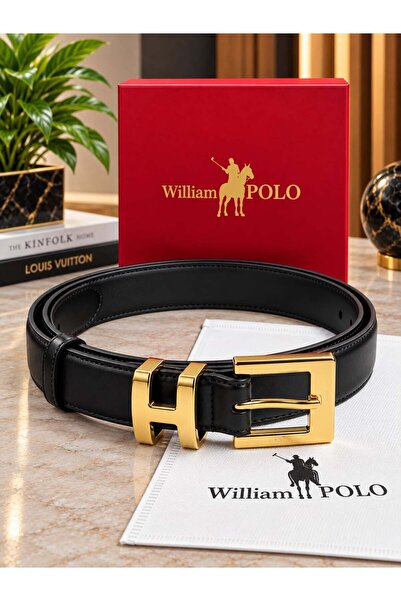 WİLLİAMPOLO WİLLİAMPOLO Hakiki Deri Lüks Gold Toka Kadın Kemer