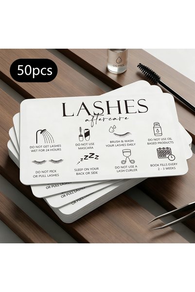 Choice 50 white PVC plastic eyelash care cards, eyelash lifting and beauty sa...