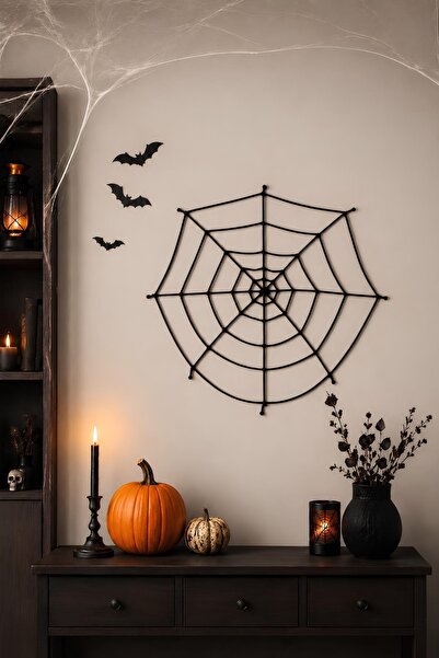 Patladı Gitti Dekoratif Örümcek Ağ 1 Metre Siyah Halloween Cadılar Bayramı Pa...