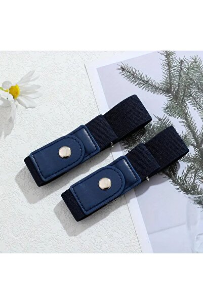 Choice Navy Blue 2pcs/set No Buckle Elastic Belt For Women Men Unisex Stretch...