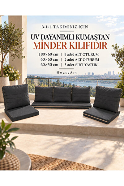HouseART Balkon Mobilyası , Bahçe Mobilyası, 3-1-1 takıma uygun, Minder Kılıf...
