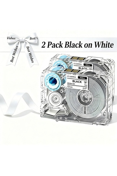 Choice10 12mm Black on White Satin Fabric Ribbon Pattern Custom Made for Phom...