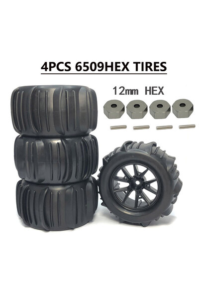 Choice 6509 HEX Tire 4PCS 84mm/81mm Slip Rubber Snow Sand Tires Tyre Wheel 12...