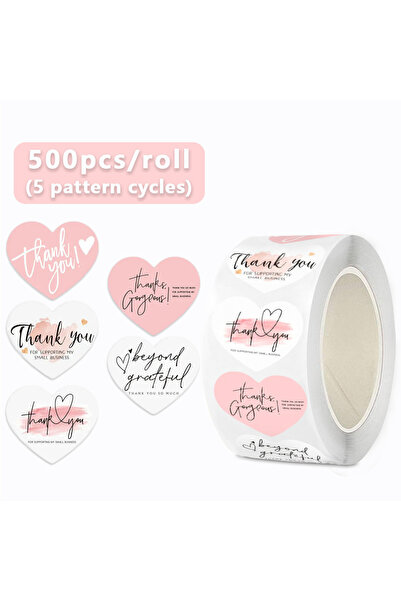 Choice H0828-500pcs 100-500pcs Heart Pink Thank You Stickers For Supporting B...