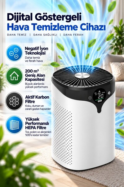 Polham Dijital Göstergeli Hava Temizleme Cihazı – HEPA Filtre + Aktif Karbon ...