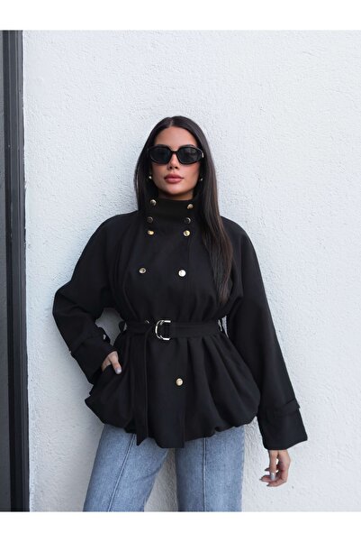 ESRAHELVACI Gold Düğmeli Kemerli Trench