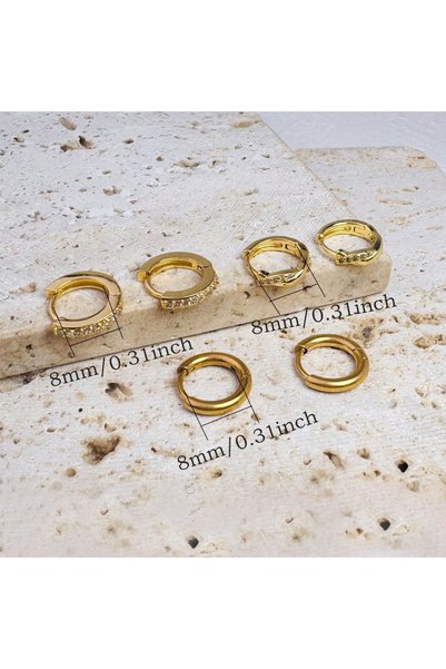 Choice 3Pairs Gold 3Pairs Twist Huggie Earring Set For Women, Fashion Tragus ...