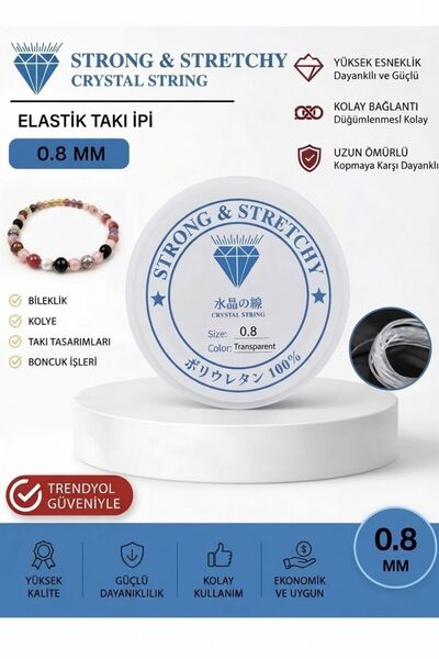 hobi dünyası evim 0,8 mm Esnek Şeffaf Misina ipi Bileklik Kolye Takı Boncuk M...