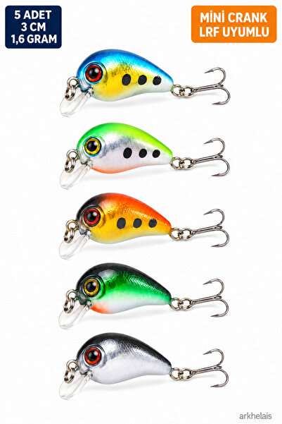 Arkhelais Mini Crankbait Sahte Balık Yemi 3 cm 1,6 gr 5’li Set – LRF Spin Olt...