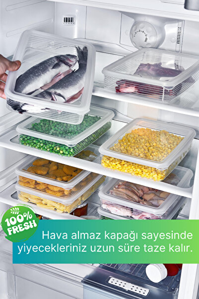 grimorlife 6 Adet Derin Dondurucu Kışlık Gıda Buzluk Saklama Kabı Seti 2,3 Lt Şeffaf- Buzdolabı Düzenleyici -dipfriz