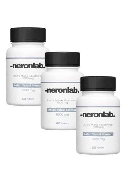 neronlab Lion's Mane Mushroom 1000 mg 60 Tablet Hericium Erinaceus Aslan Yele...