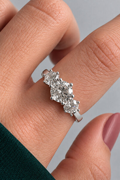 Leo'Stone Big Round Oval 3 Stone Design Adjustable Women's Steel Ring