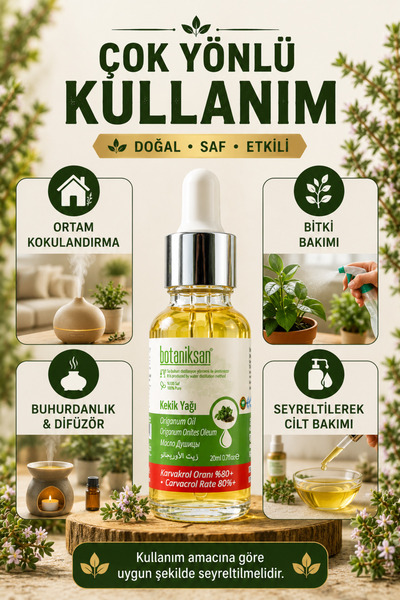 botaniksan Thyme Oil 20ml Carvacrol 80% (Carvacrol) Essential Oil (Certified Product)