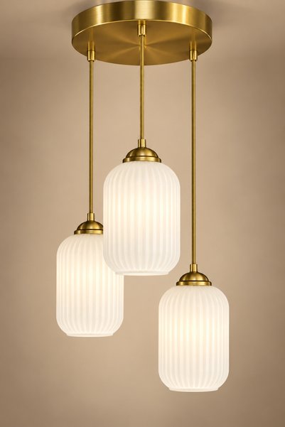MINIMAL ETICARET VE BILGI TEKNOLOJILERI Luxe Lotus White 3'lü Cam Avize