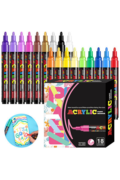 Choice 18 colors 12/18/24pcs Vibrant Acrylic Markers Set, Medium Point (2-3mm...