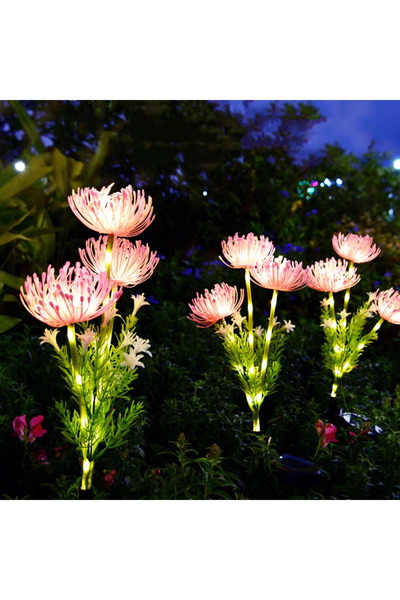 Choice4 1PC pink 2PC Solar Powered Shore Flower Ground Plug-In Lamp, Outdoor ...