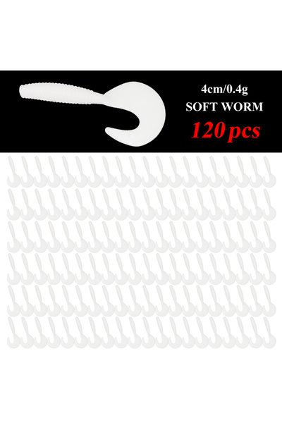 Choice white 120Pcs New Soft Bait 4cm0.4g Fishing Lures Plastic Silicone Worm...
