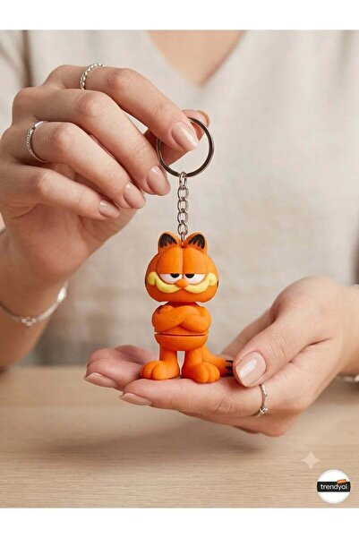 Garfield Kedi Tasarımlı Özel 3D Anahtarlık - Çanta & Anahtar Süsü (6-7 cm, PLA+)
