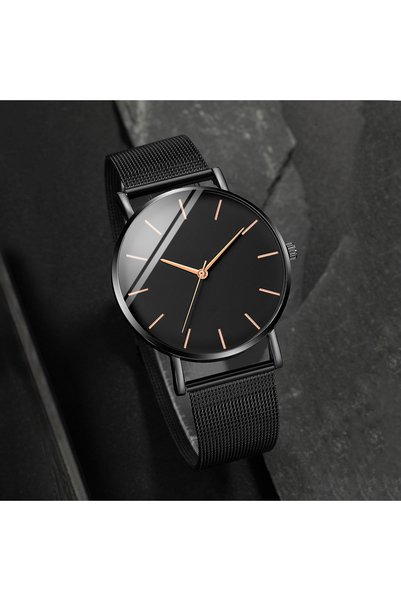 Choice1 Black Rose Gold Fashion Men Business Watches Ultra Thin Stainless Ste...