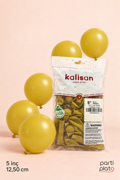 Kalisan Retro Mustard Mini Latex Balloons 5 Inch 12.50 cm Pack of 100, Balloo...