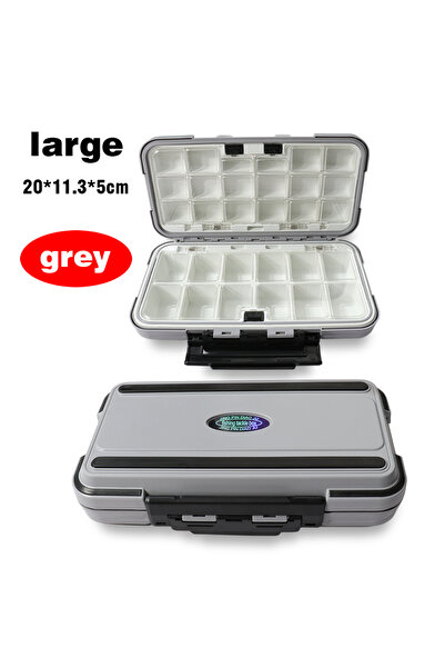 Choice L Grey Fishing Tackle Boxes Waterproof Storage Bait Hook Lure Accessor...