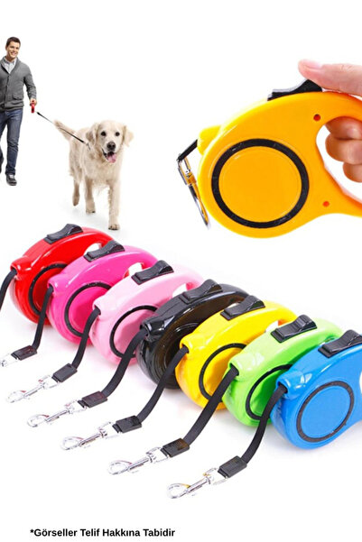 Store Makaralı Köpek Gezdirme Tasması Kırmızı Siyah 3mt