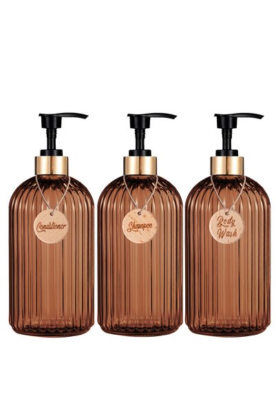 Choice 500ml-16.9oz 3pcs amber 3PCS Amber Stripped Soap Dispenser Bottle Idea...