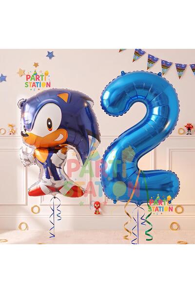 Parti Station Sonic the Hedgehog Balloon 2 Year Old Birthday Set Sonic the He...