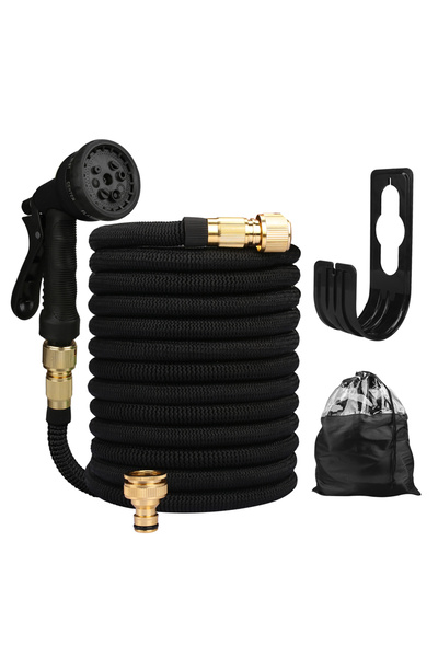 Choice 50FT-15M Extended Black Garden Water Hose Expandable Double Metal Conn...