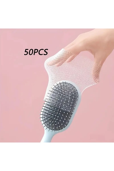 Choice WHITE 50 pcs Reusable Hair Brush Cleaning Nets, Elastic Mesh for Quick...