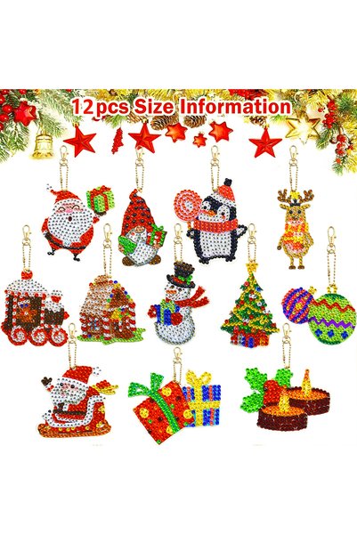 Choice4 YSK163 12pcs/Set DIY Diamond Painting Christmas Keychains Double Side...