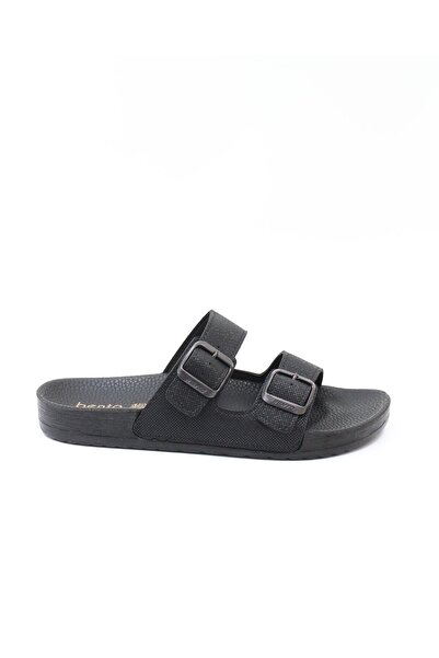 Generic Brand 43001 Μαύρες Παντόφλες Unisex Ανατομικές Διπλές Πόρπες