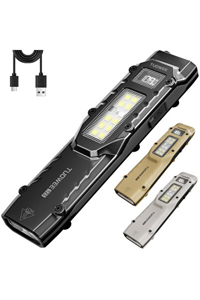 Choice black Rechargeable 1500 Lumen Flat Flashlights EDC Tactical Flashlight...