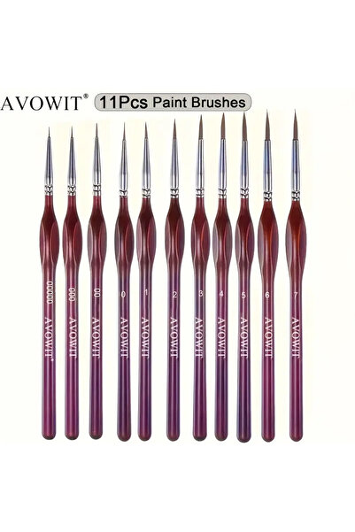 Choice3 11pcs wine red 11pcs Detail Brush Set, Triangle Handle Micro Brush, A...