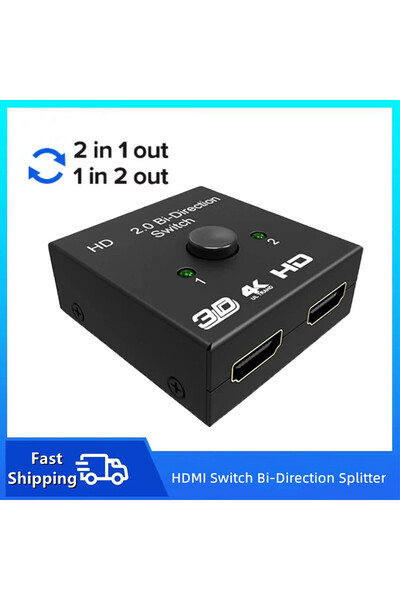 Choice Black New 4K 3D HDMI-Compatible Switcher Bi-directional 1x2 / 2x1 HDMI...