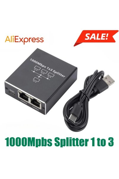 Choice C 1000Mpbs 1 TO 3 LccKaa 1000Mbps RJ45 Splitter 1 to 2/3/4 Adapter Net...