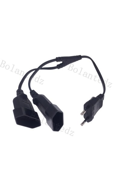 Choice 0.4M CEE7/16 EU 2 Prong Male to Female Dual Output,2 Ways Outlet Exten...