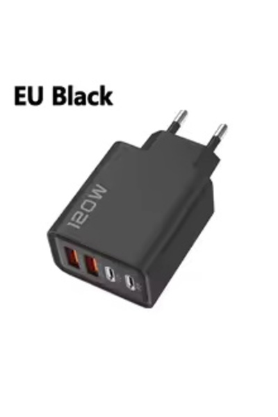 choice2 Black-EU Fast Charging USB Type C Charger 120W 4 Port PD Quick Charge...