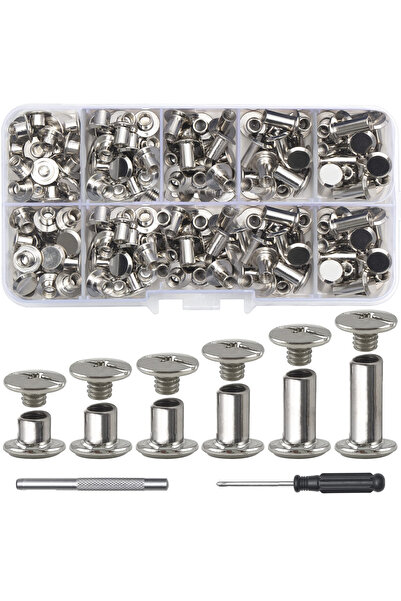 Choice3 silvery 110Sets Screws Leather Rivets Binding for Decorate and Repair...