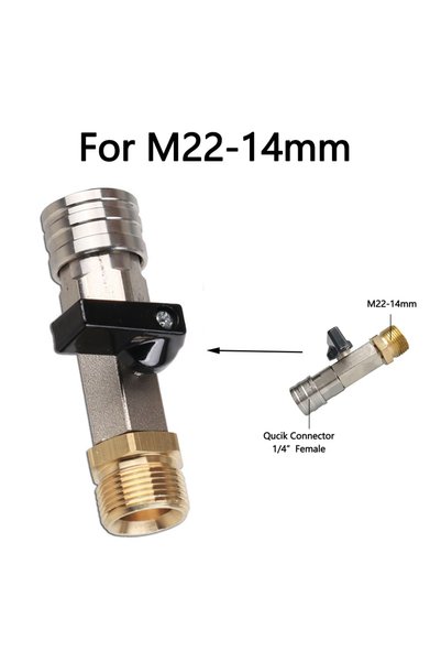 Choice1 M22-14MM M22 14MM Adaptor With Ball Valve With 1/4" Quick Hitch For H...