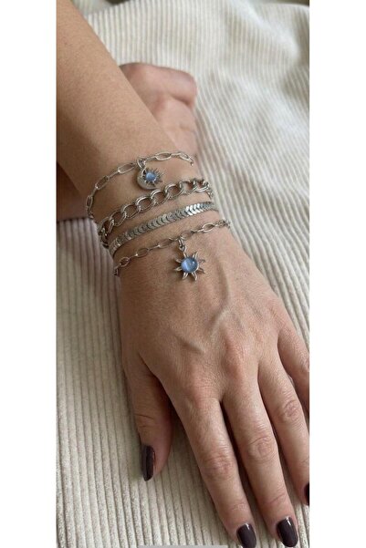 bijoux uniques Gümüş kaplamalı set bileklik