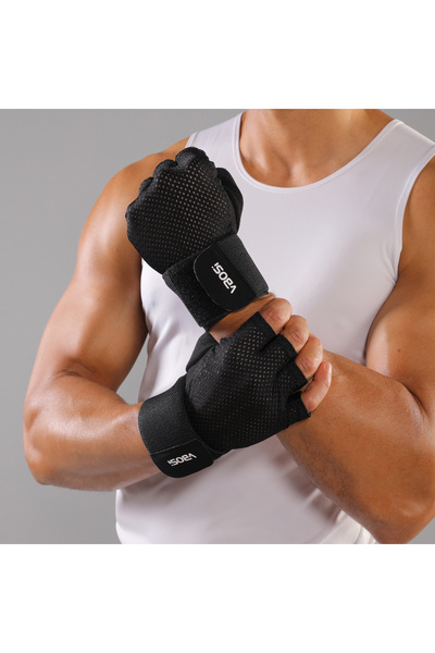 Choice M black VBOSi Breathable Half-Finger Sports Gloves with Adjustable Wri...