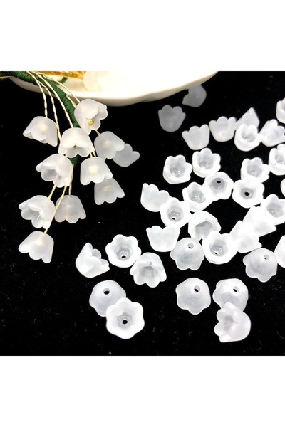 Choice 200pcs 200pcs Transparent Acrylic Beads Tulip Flower Lily of The Valle...